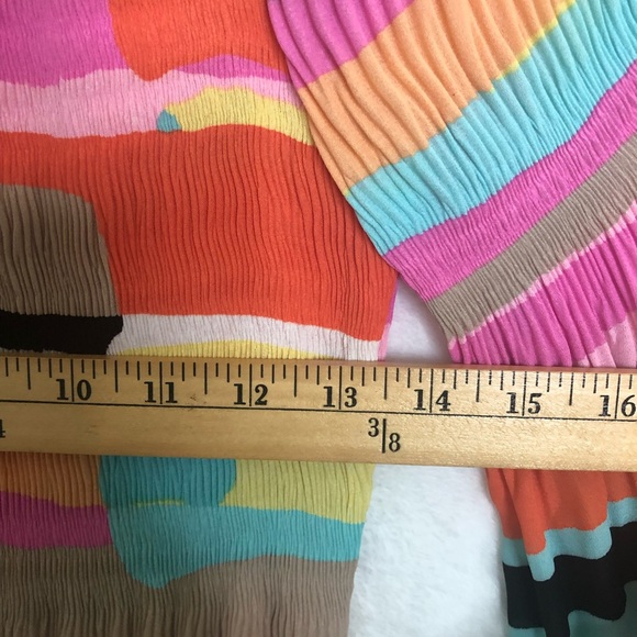 Melissa Paige Blouse Women Medium Multi Color Stripes Semi Sheer Long Sleeve - Picture 6 of 7